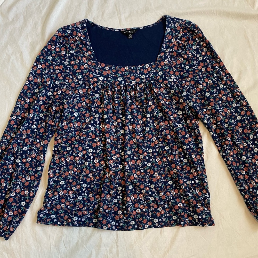 Flowy Floral Lucky Brand Square Blouse